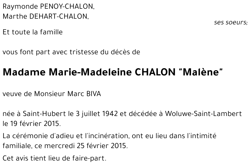 Marie-Madeleine CHALON