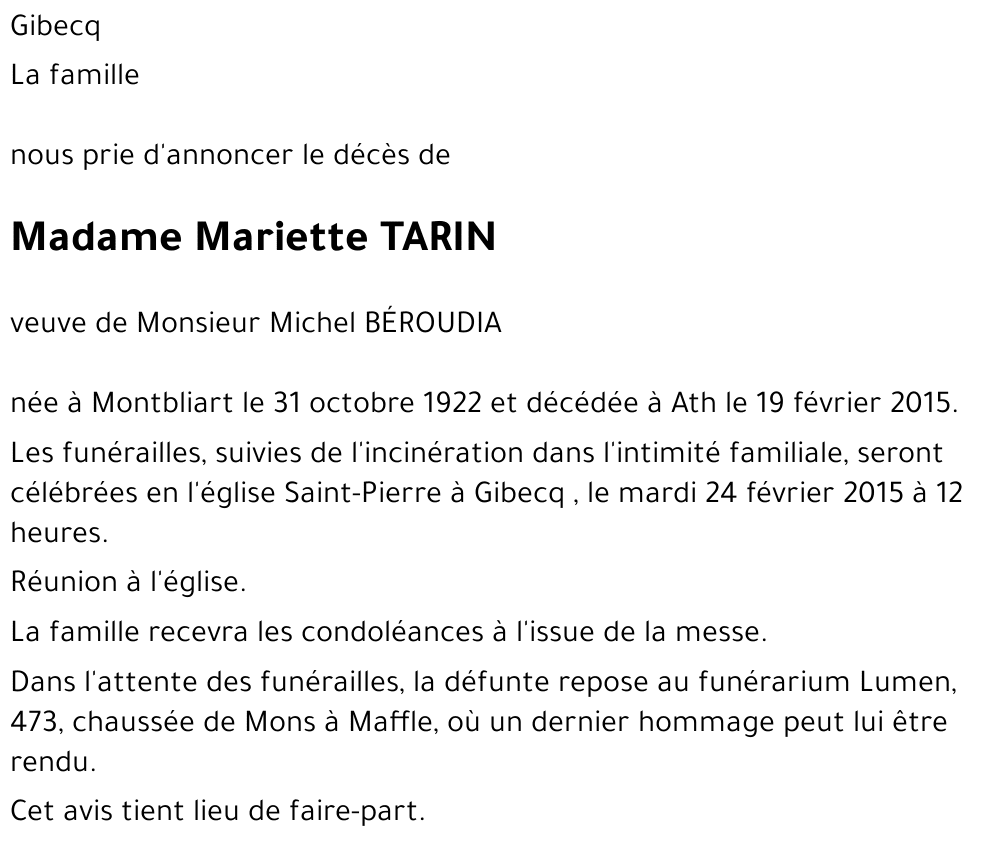 Mariette TARIN
