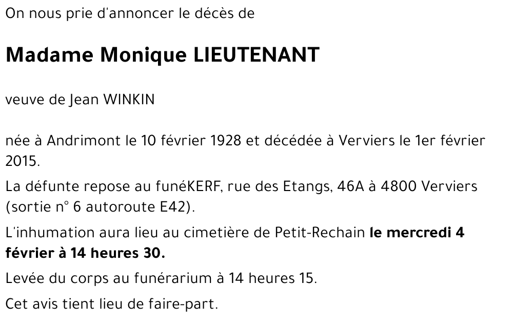 Monique LIEUTENANT