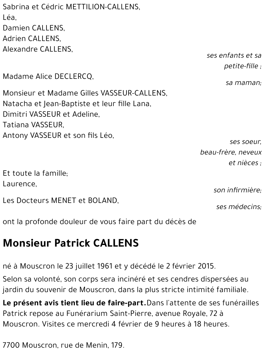 Patrick CALLENS