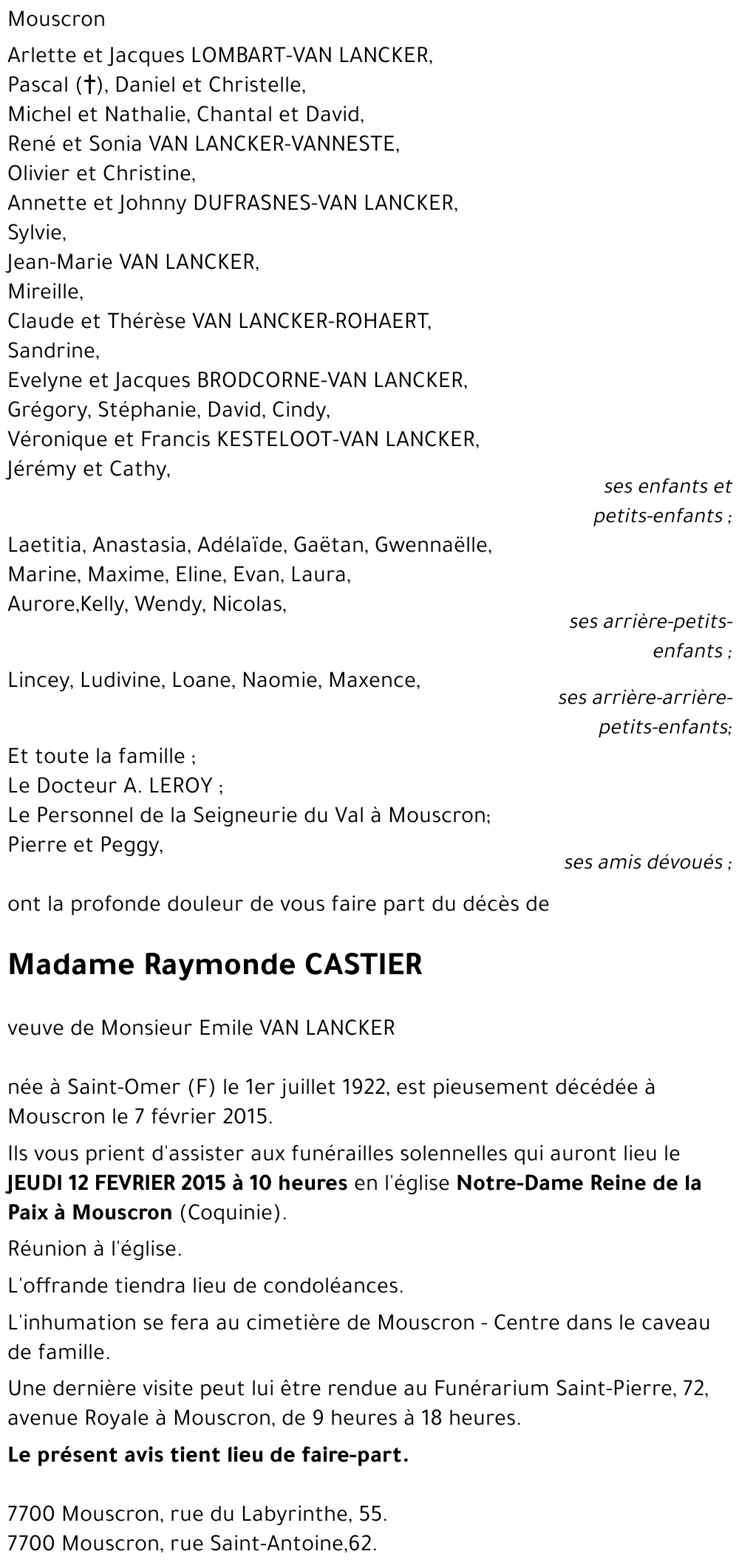 Raymonde CASTIER