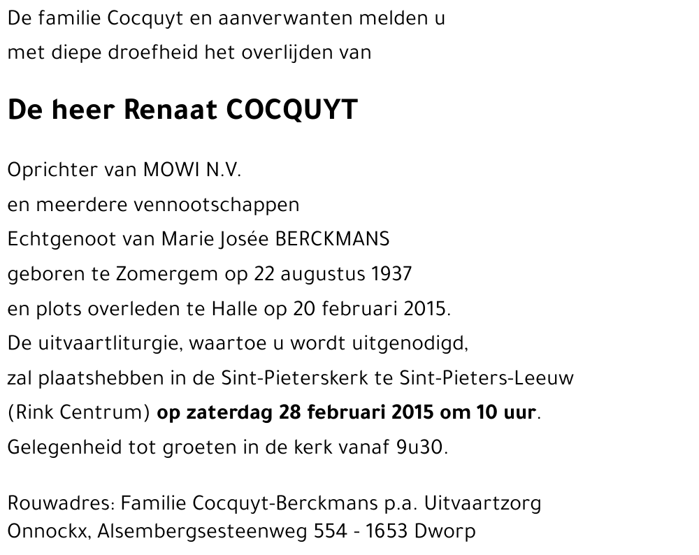 Renaat COCQUYT