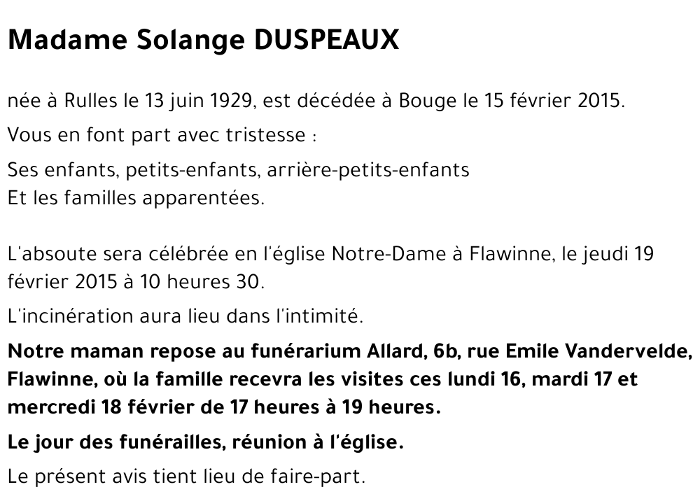 Solange DUSPEAUX