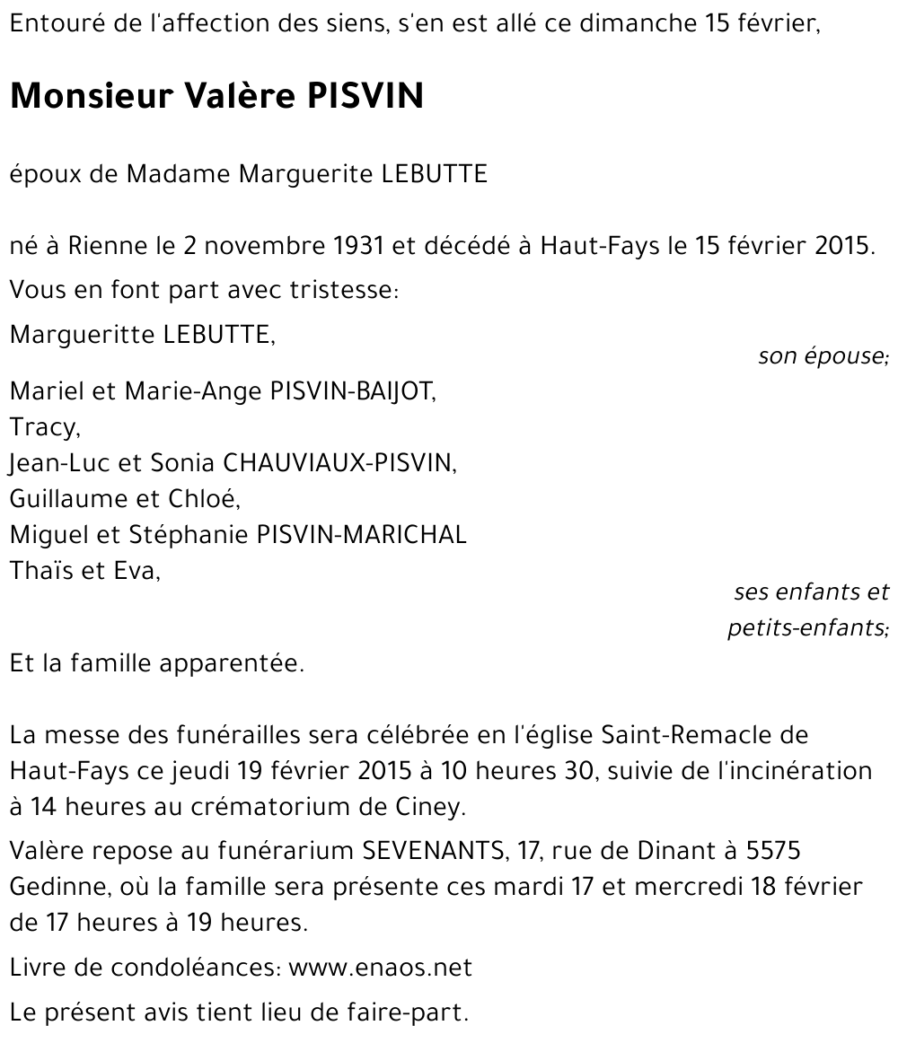 Valère PISVIN