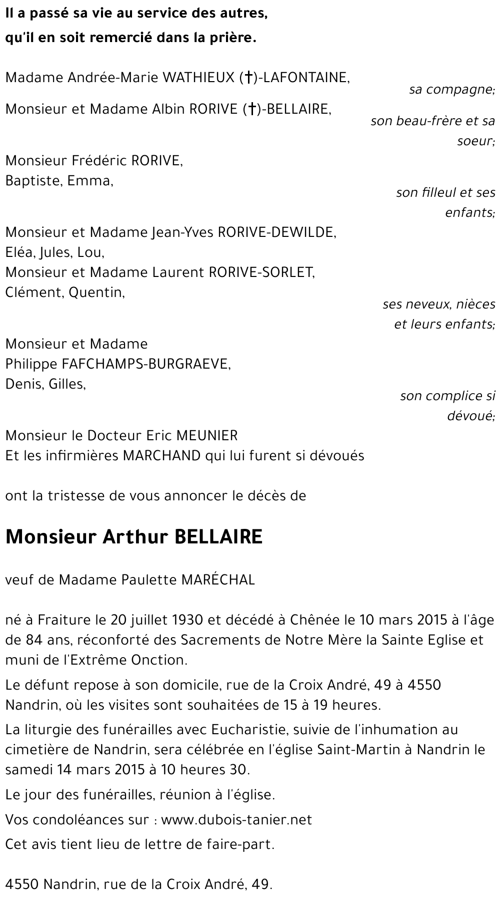 Arthur BELLAIRE