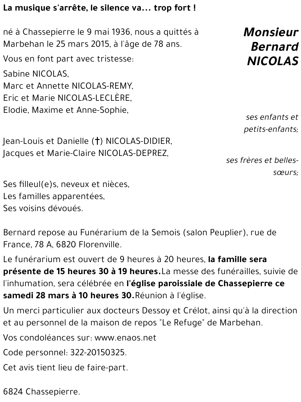 Bernard NICOLAS