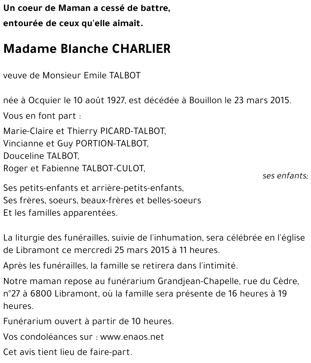 Blanche CHARLIER