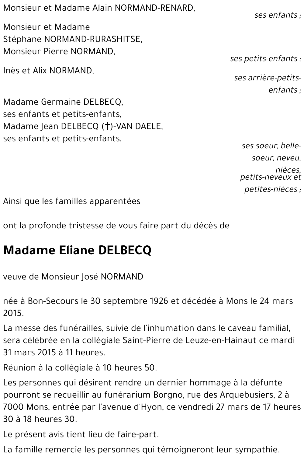 Eliane DELBECQ