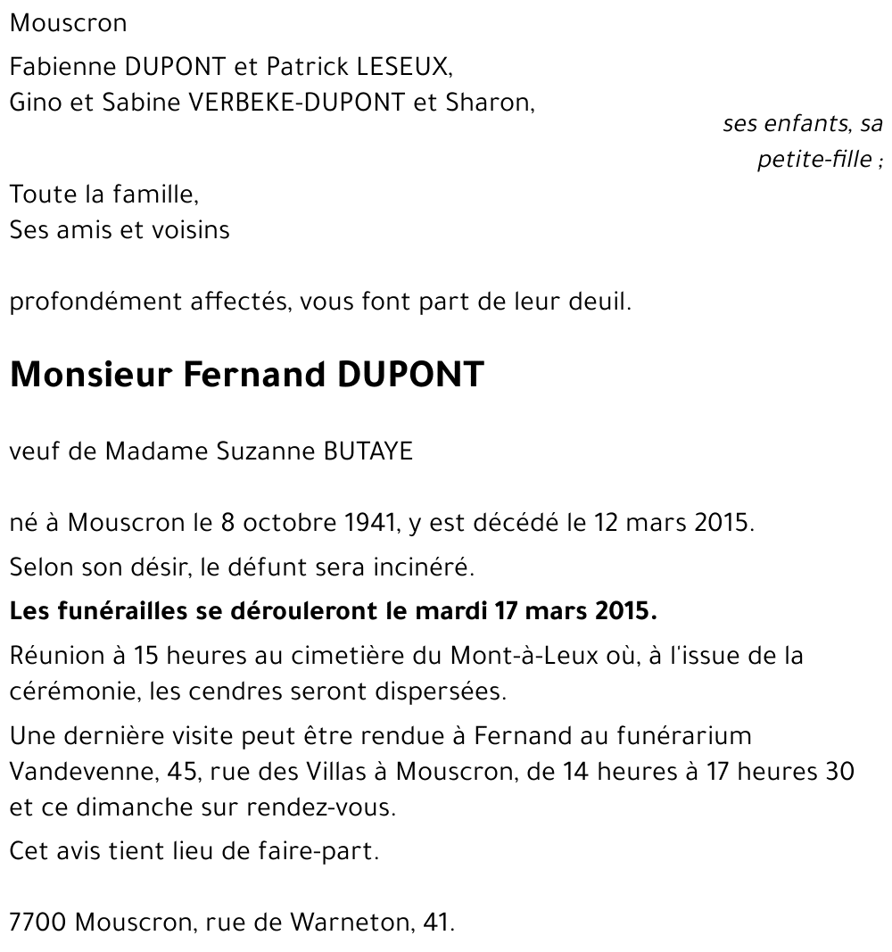 Fernand DUPONT