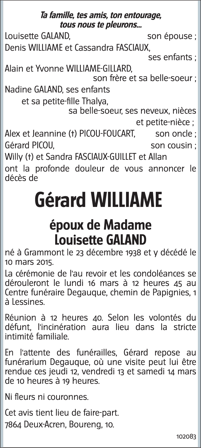 Gérard WILLIAME
