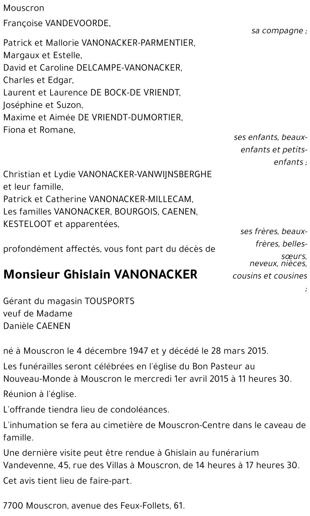 Ghislain VANONACKER