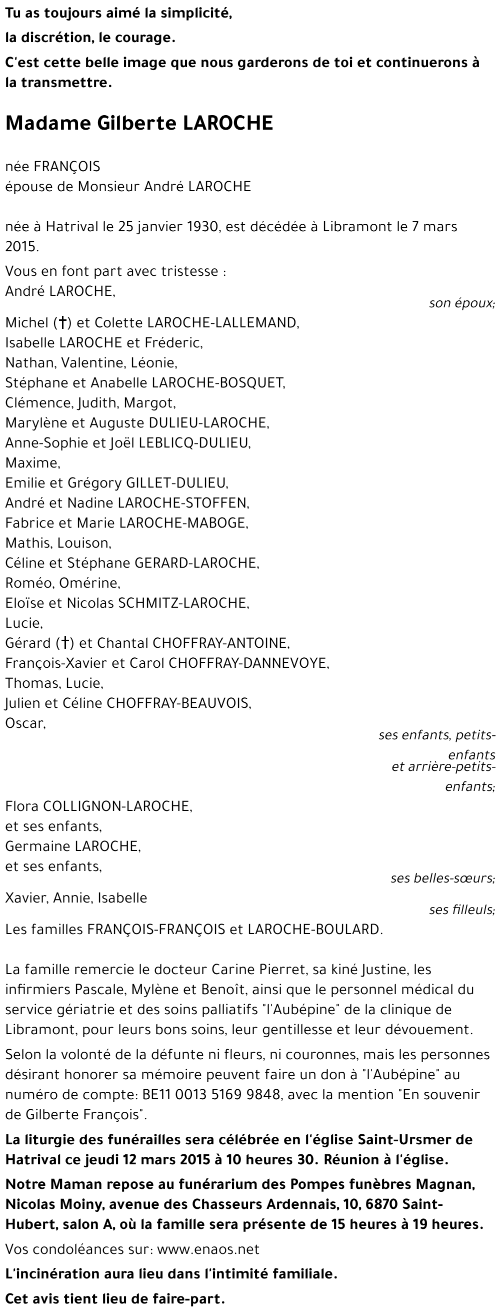Gilberte FRANÇOIS