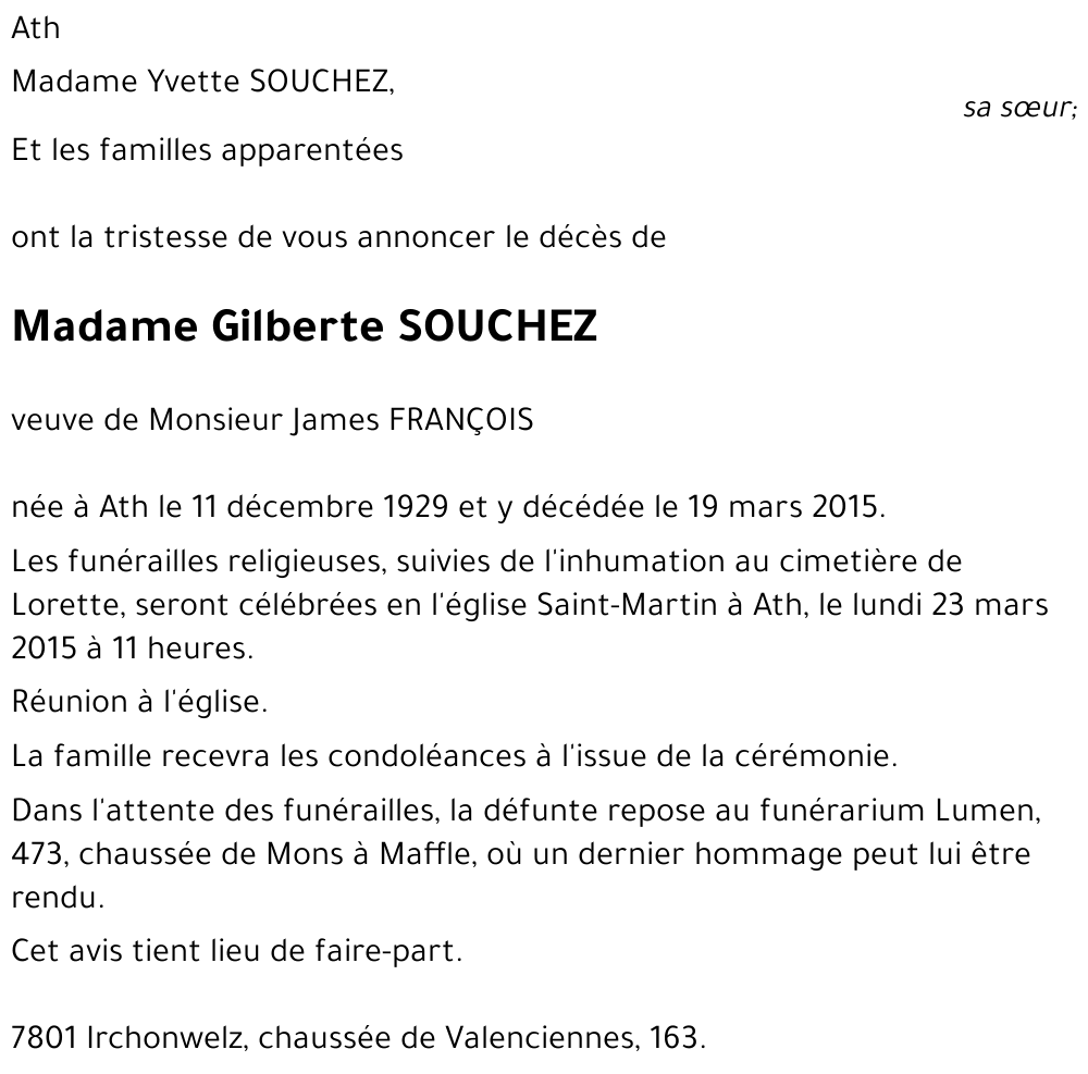 Gilberte SOUCHEZ