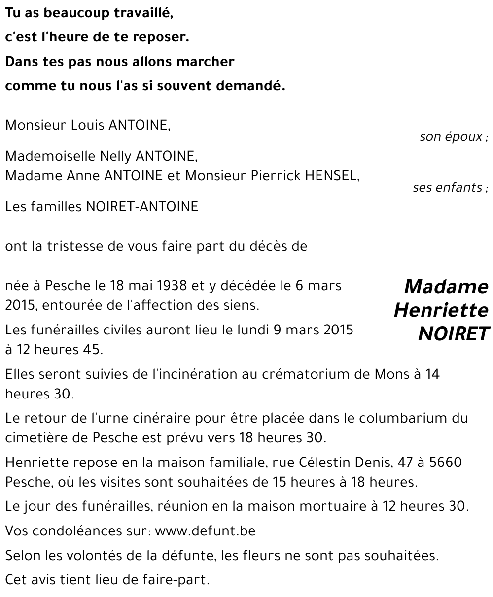 Henriette NOIRET