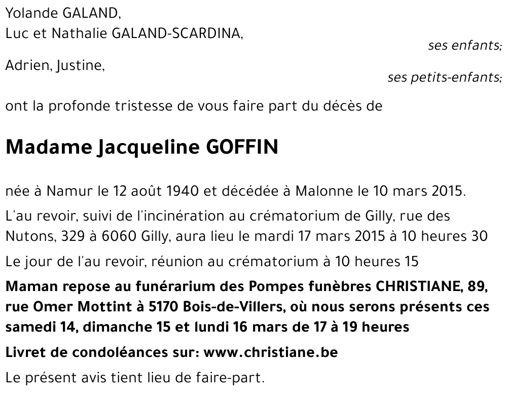 Jacqueline GOFFIN