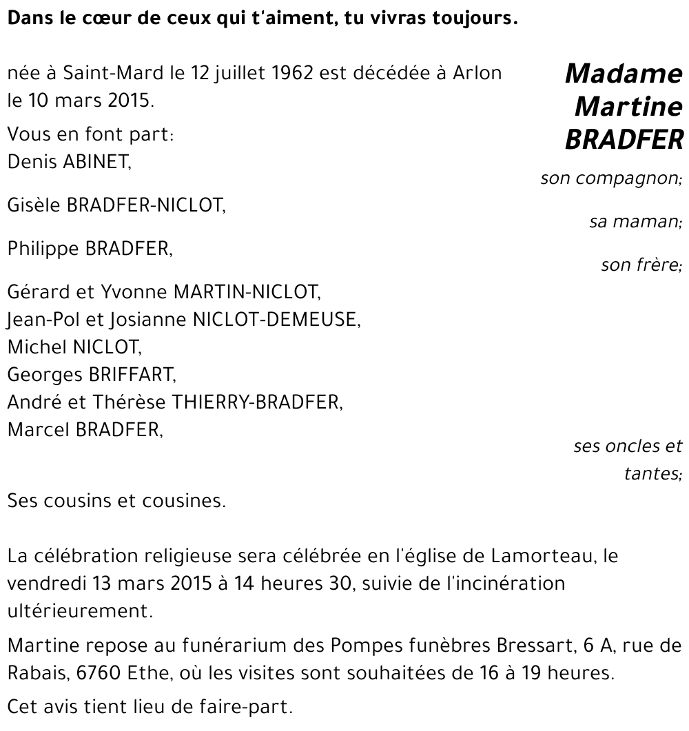 Martine BRADFER 