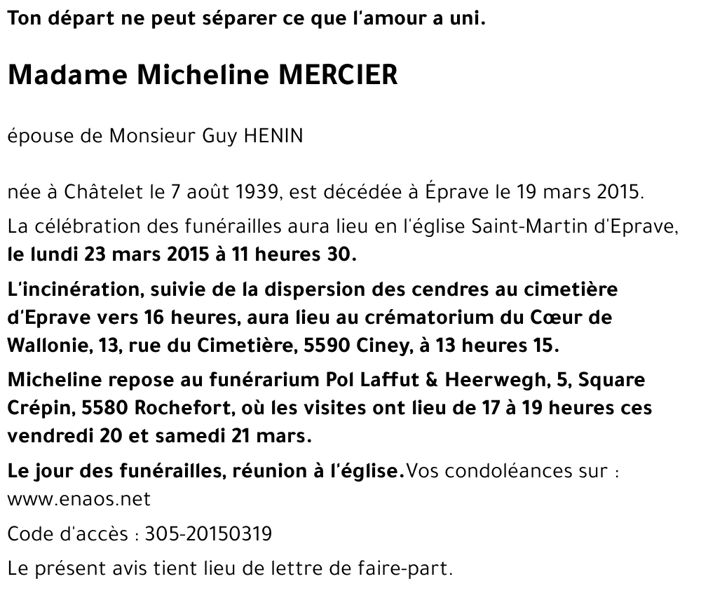 Micheline MERCIER