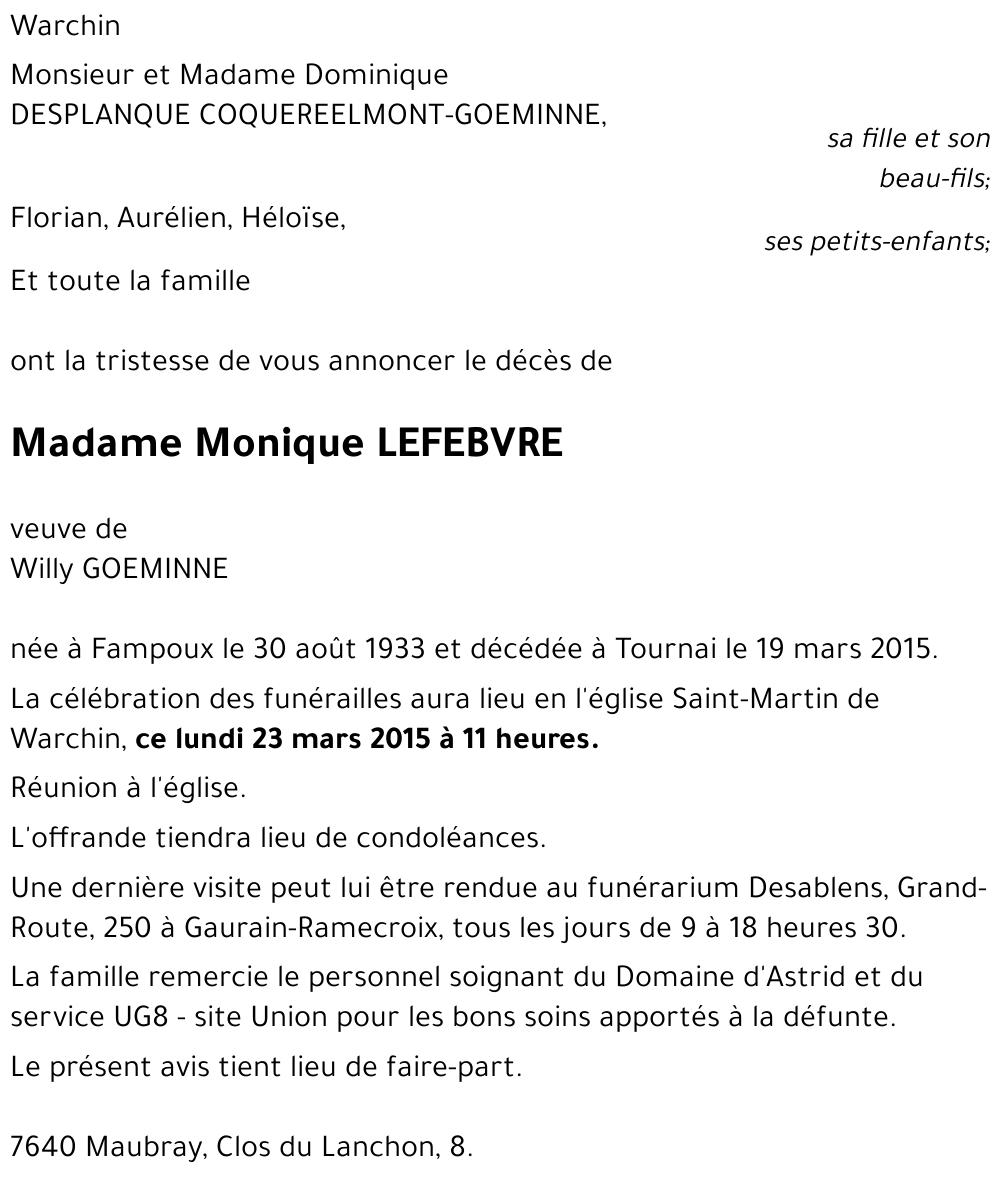 Monique LEFEBVRE