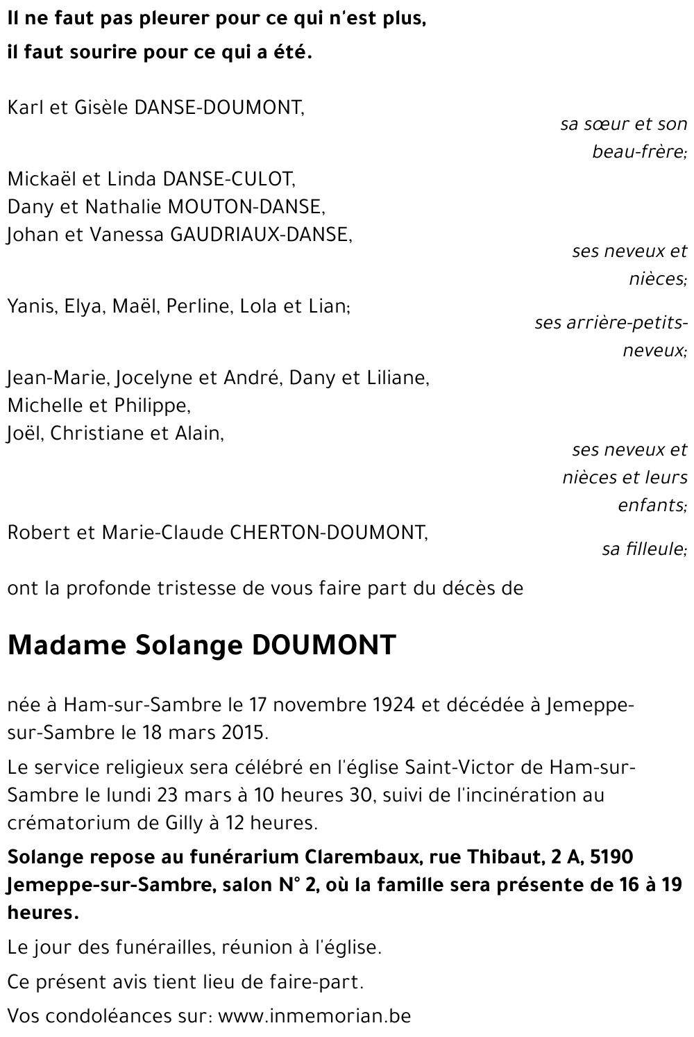 Solange DOUMONT