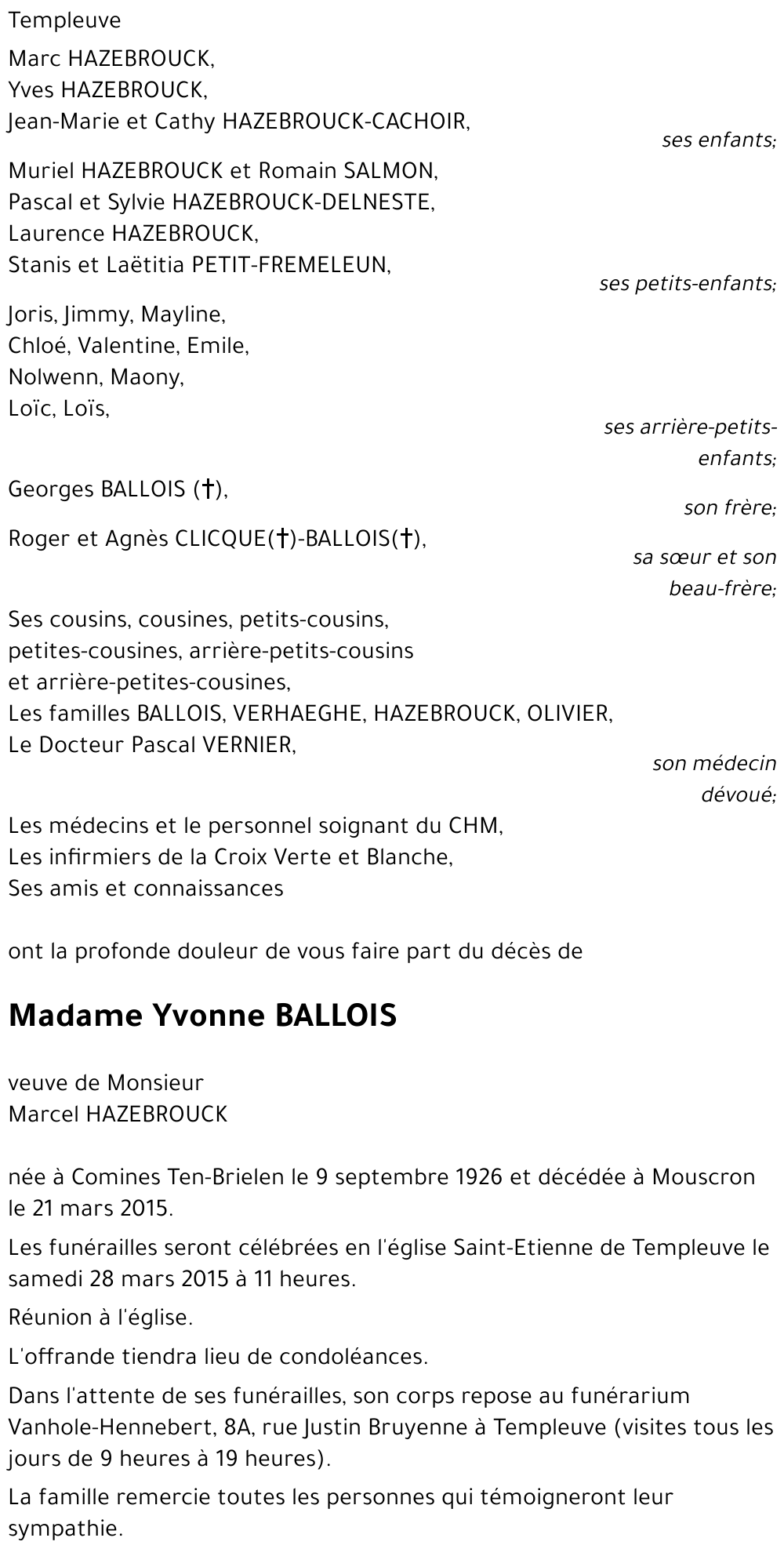 Yvonne BALLOIS