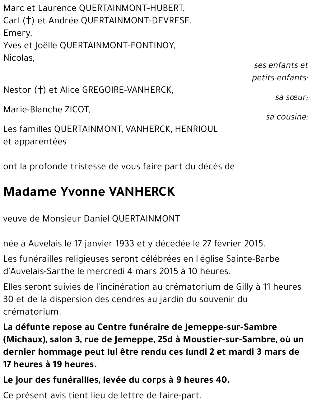 Yvonne VANHERCK