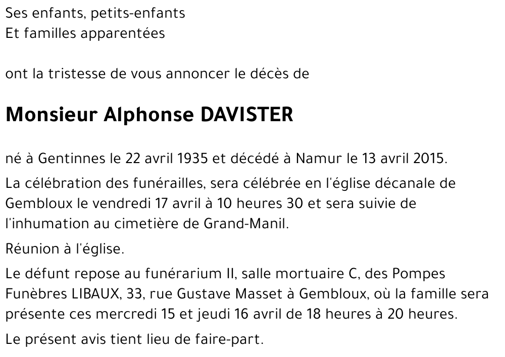 Alphonse DAVISTER