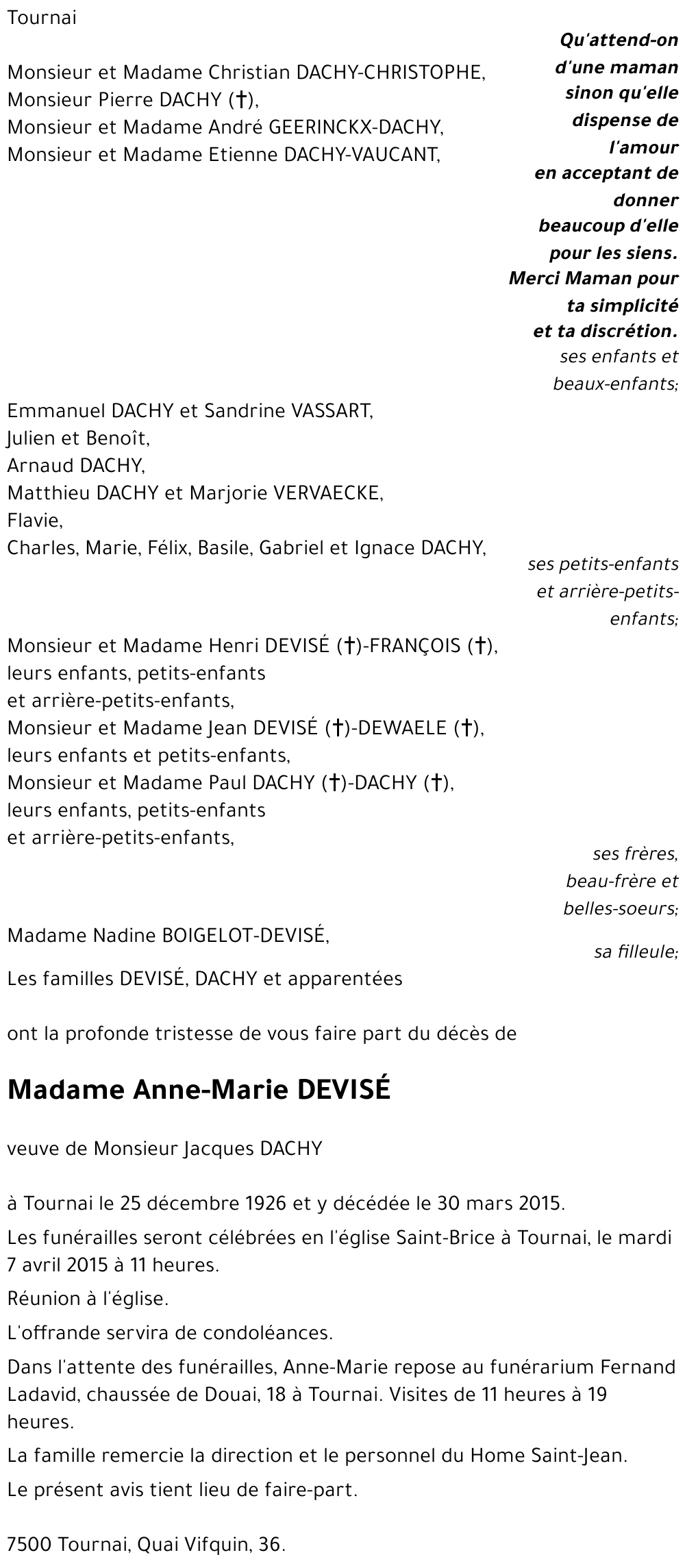 Anne-Marie DEVISÉ