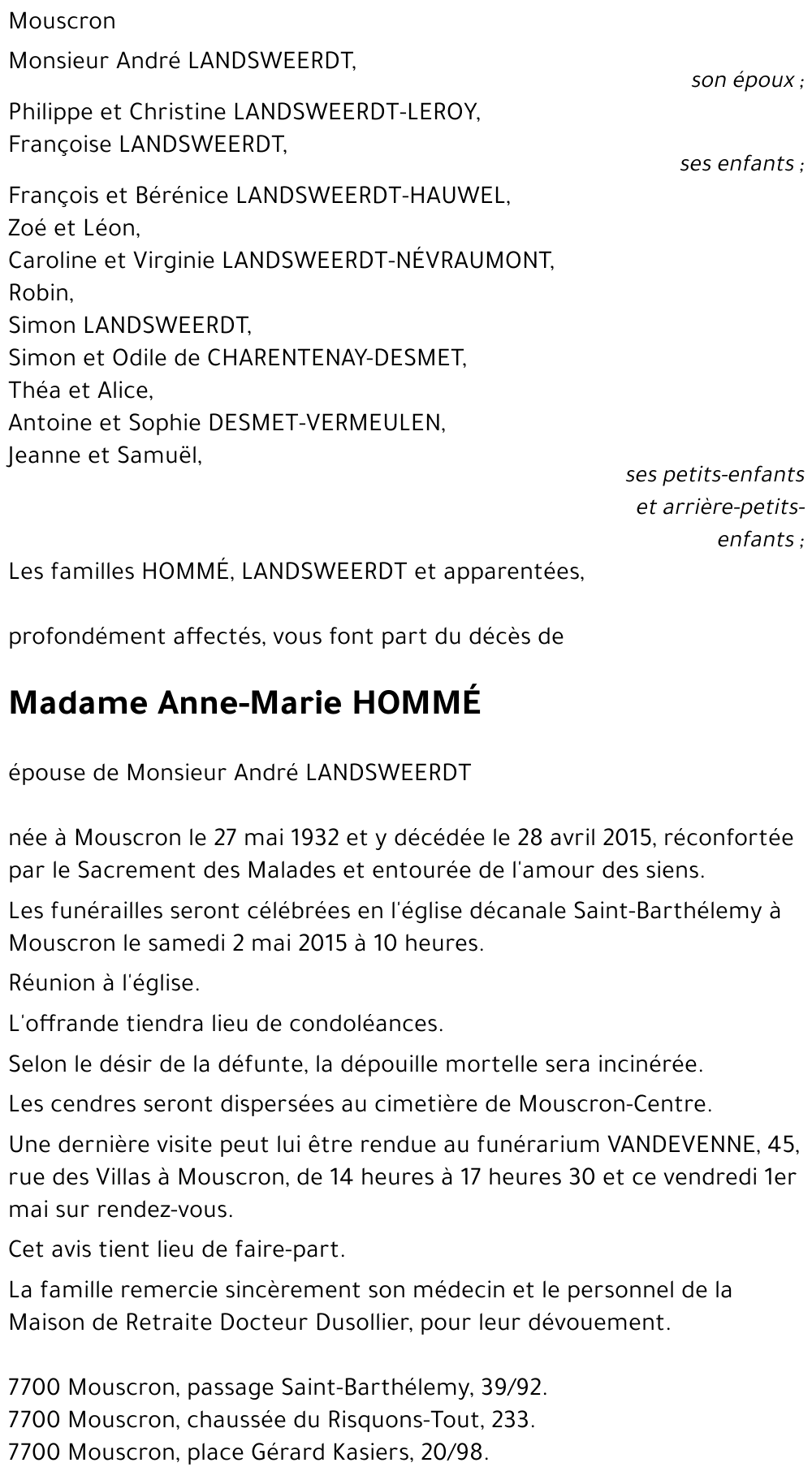 Anne-Marie HOMMÉ