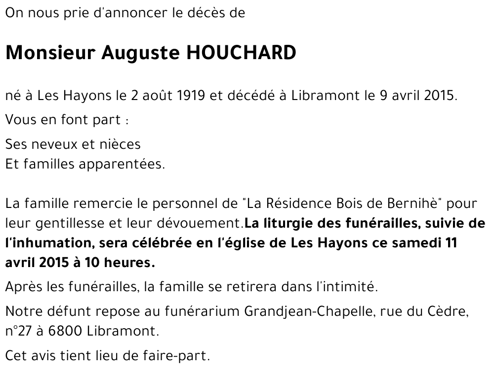 Auguste HOUCHARD