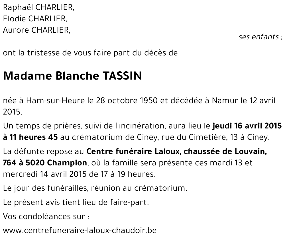 Blanche TASSIN