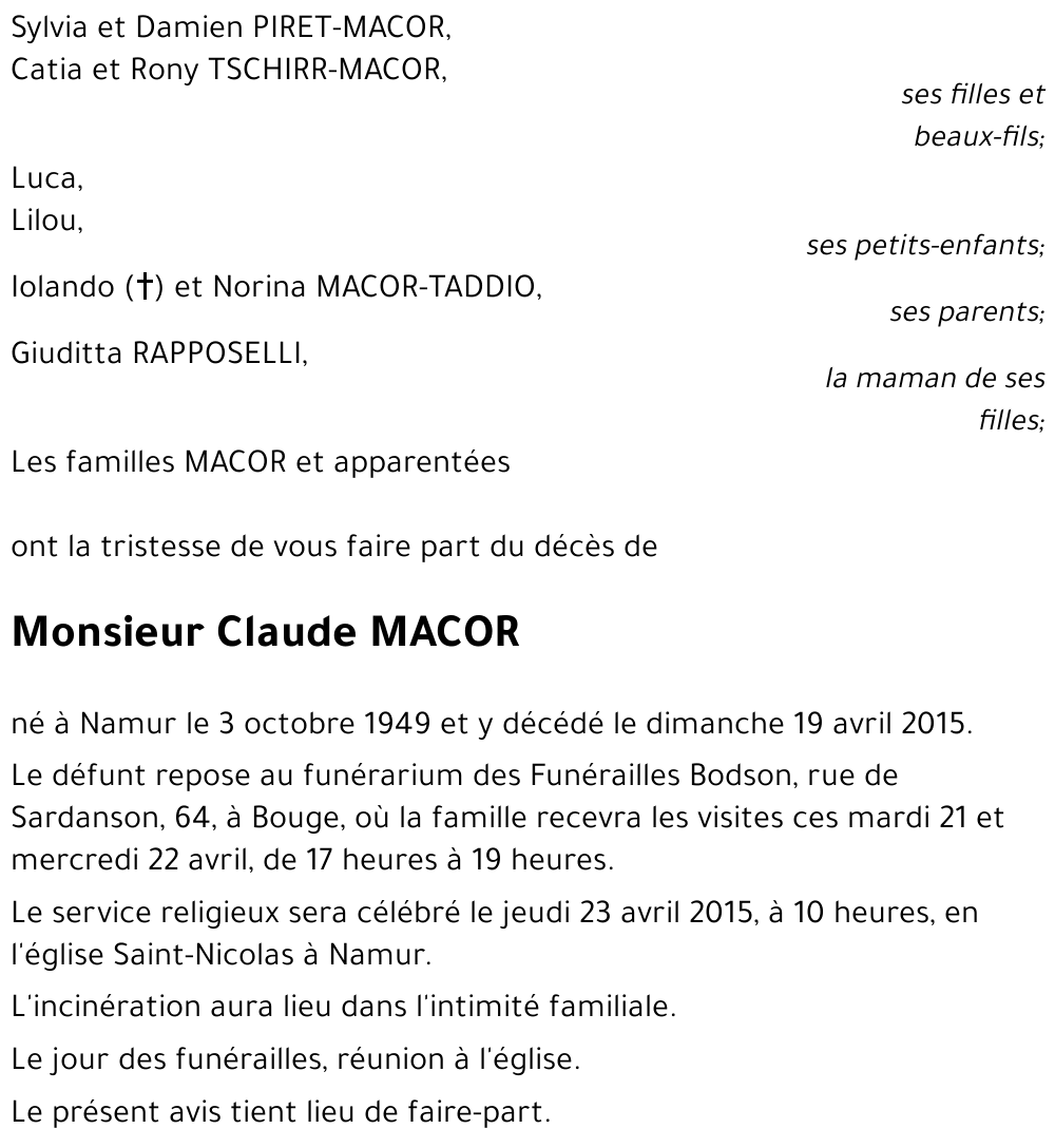 Claude MACOR