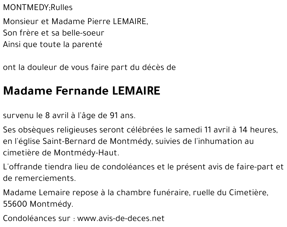 Fernande LEMAIRE