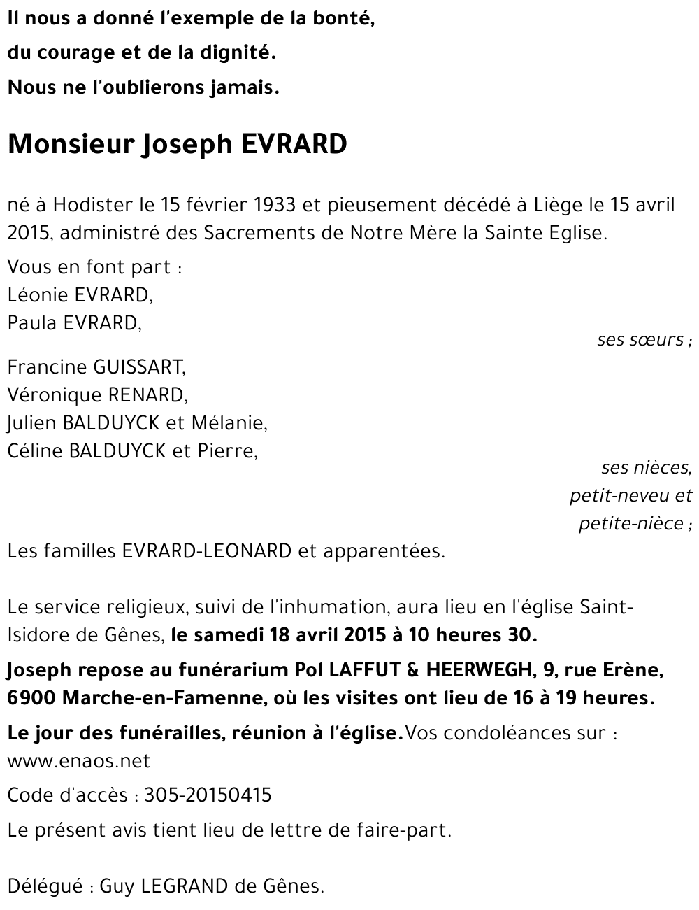 Joseph EVRARD