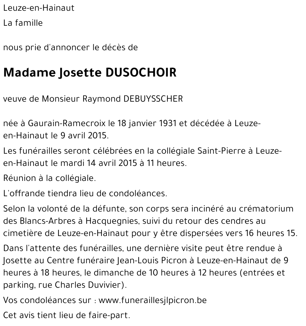 Josette DUSOCHOIR