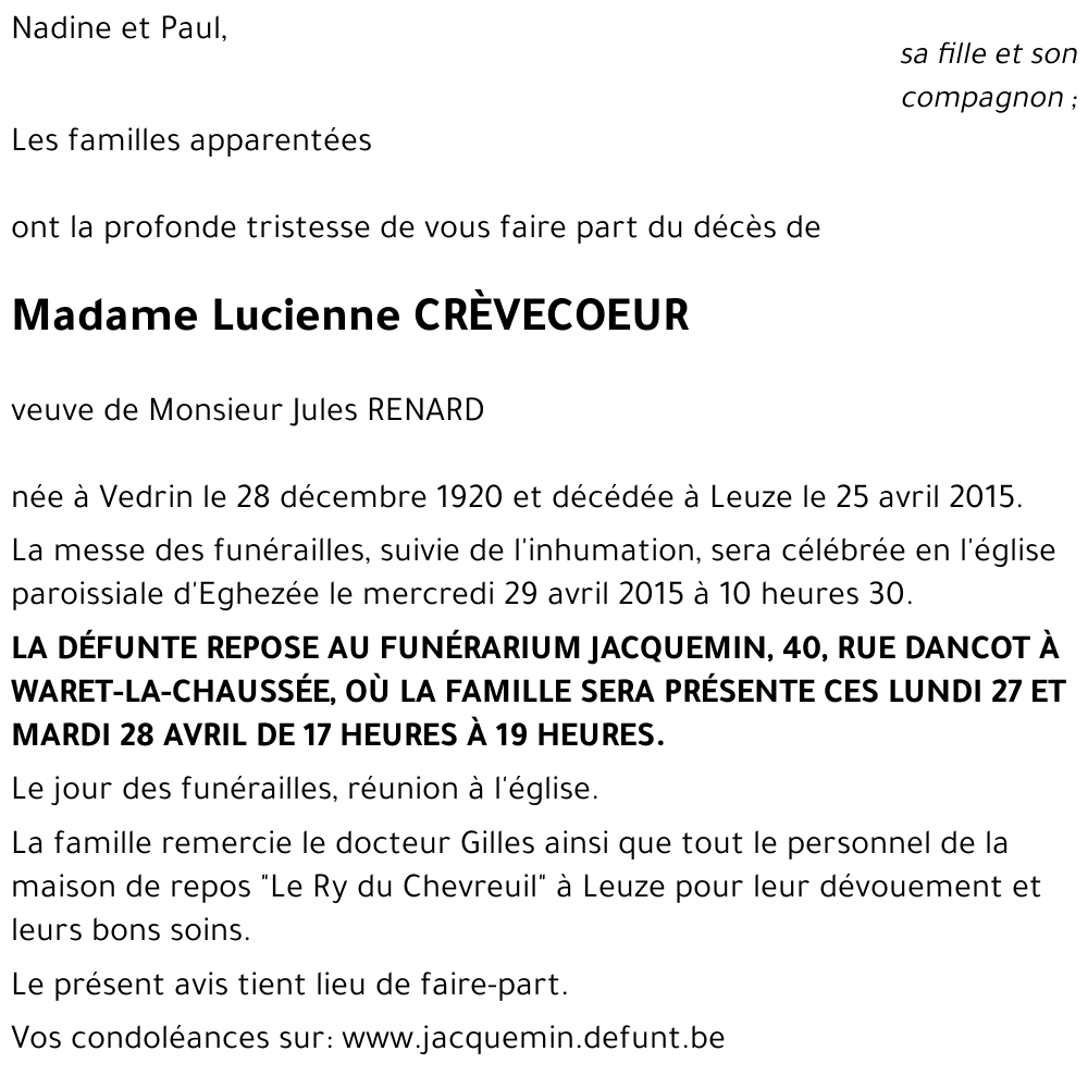 Lucienne CRÈVECOEUR