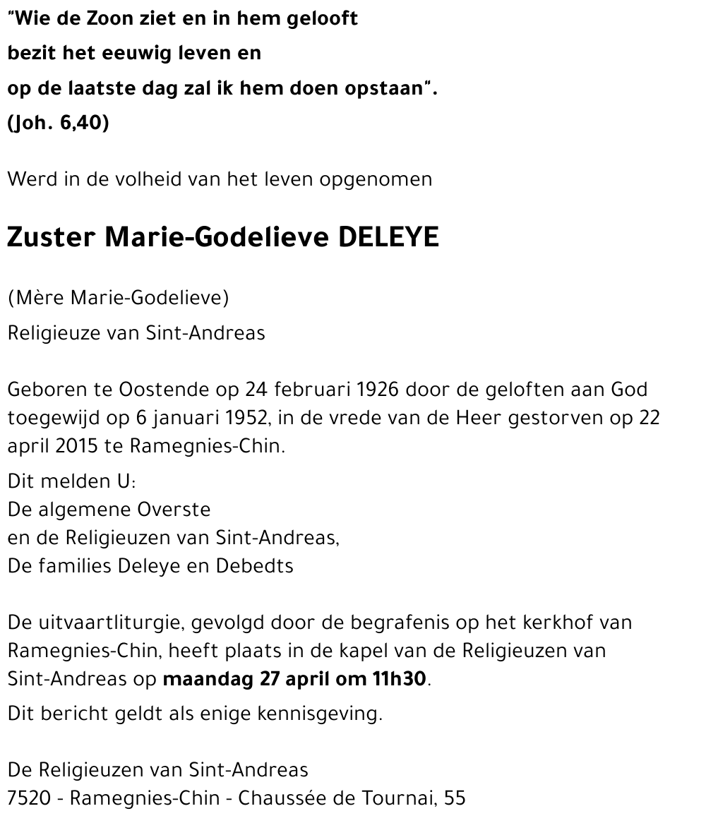 Marie-Godelieve DELEYE