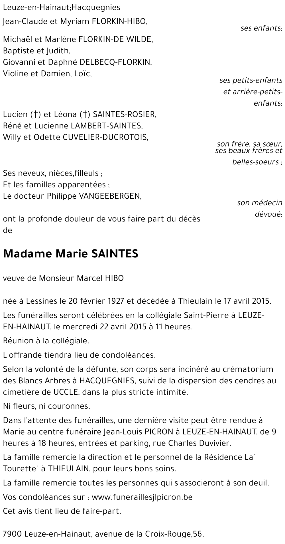 Marie SAINTES