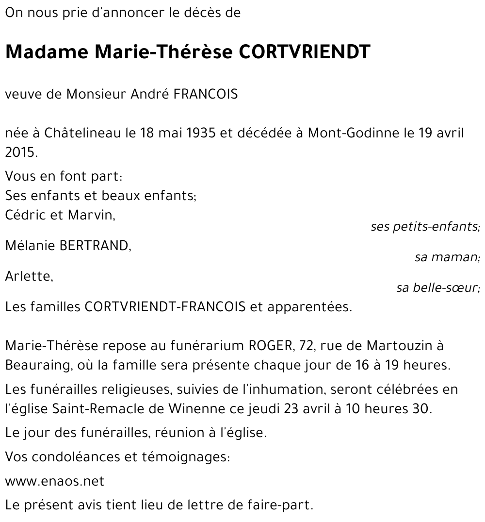 Marie-Thérèse CORTVRIENDT