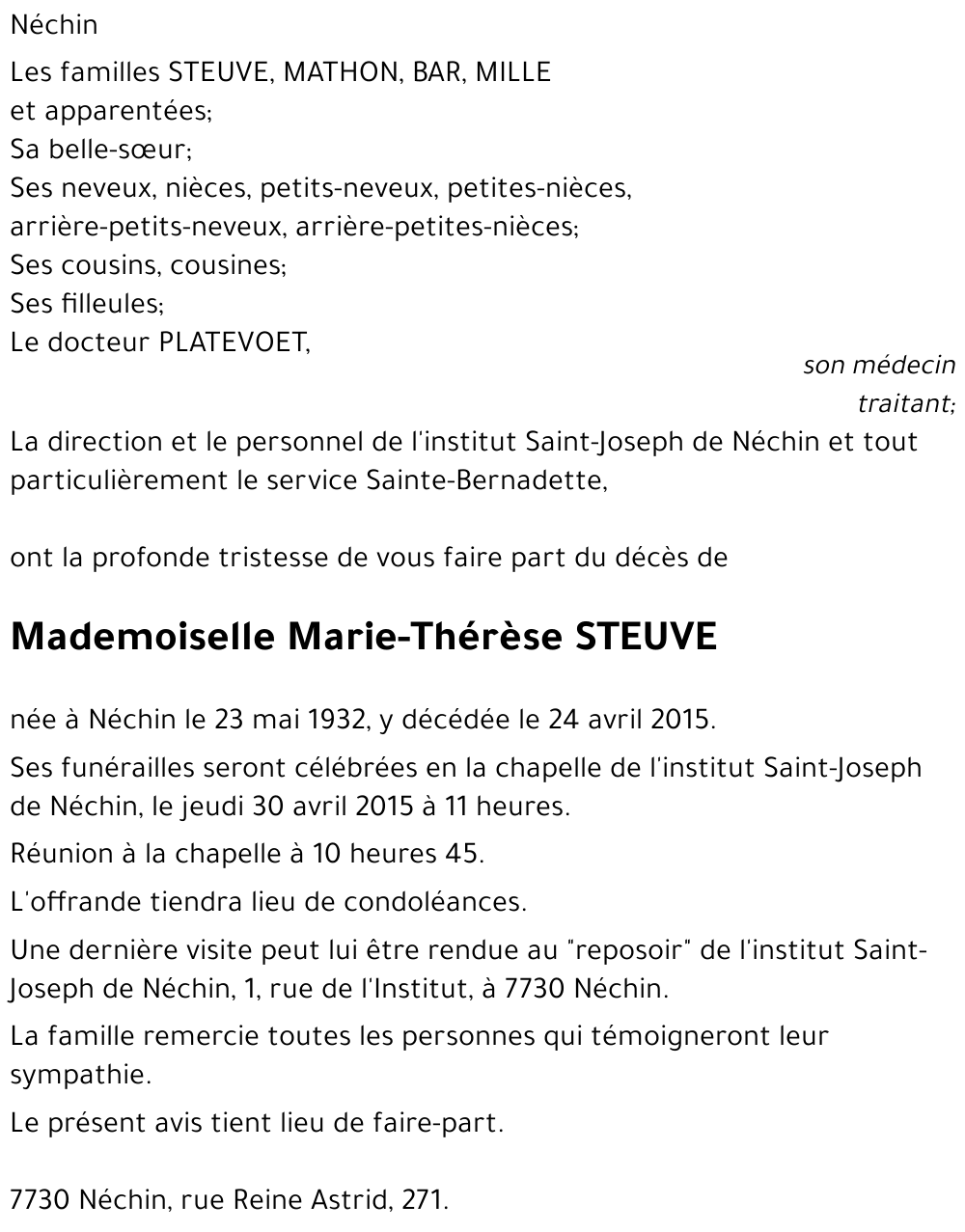 Marie-Thérèse STEUVE