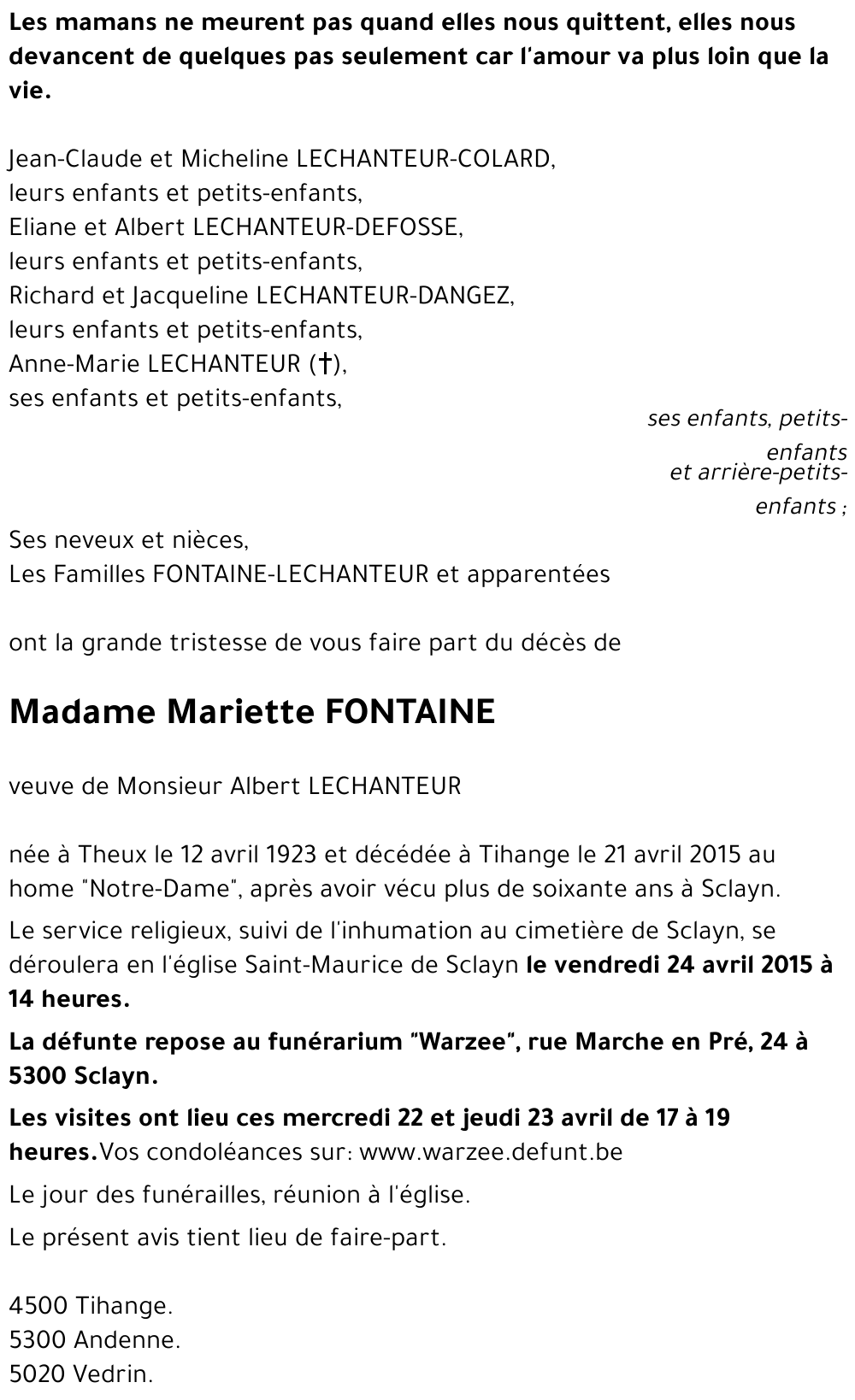 Mariette FONTAINE