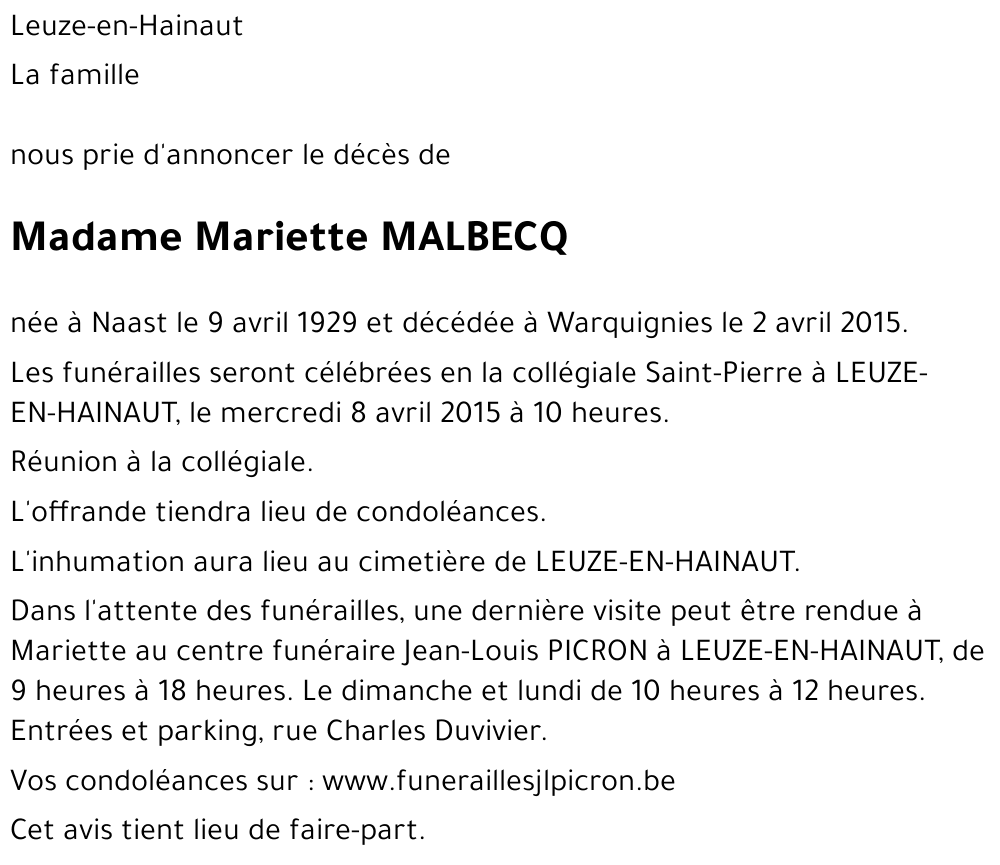 Mariette MALBECQ