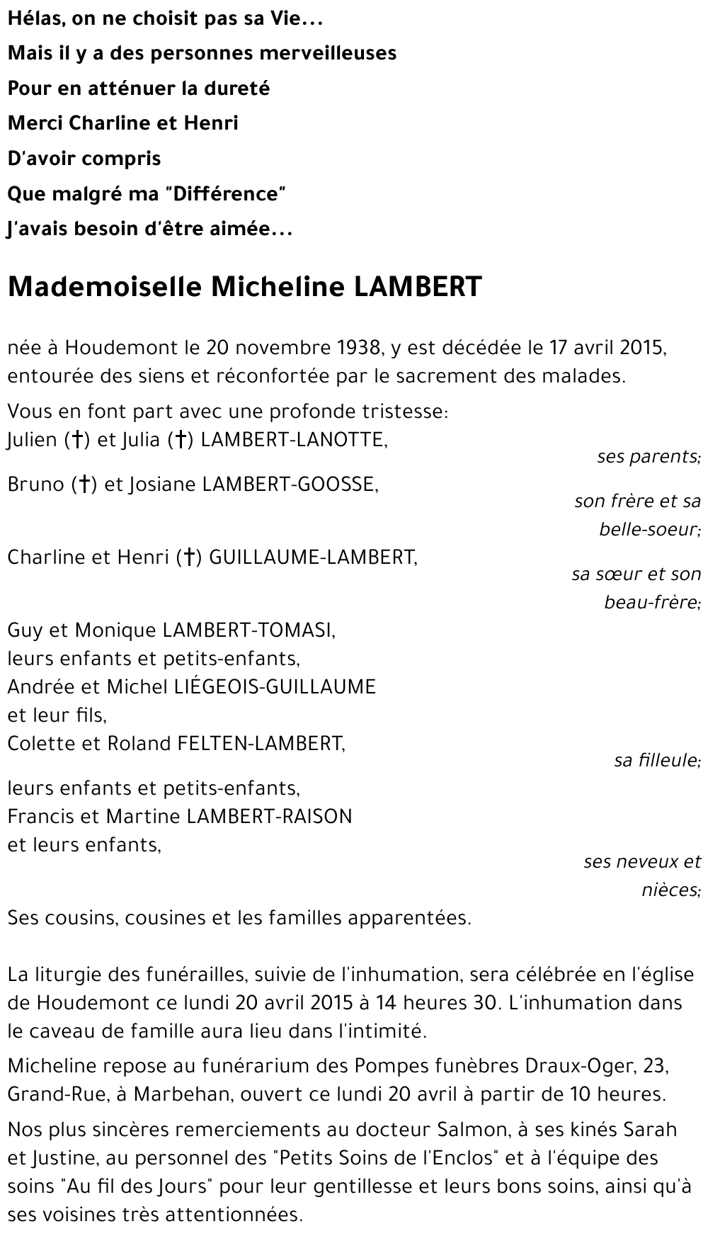 Micheline LAMBERT