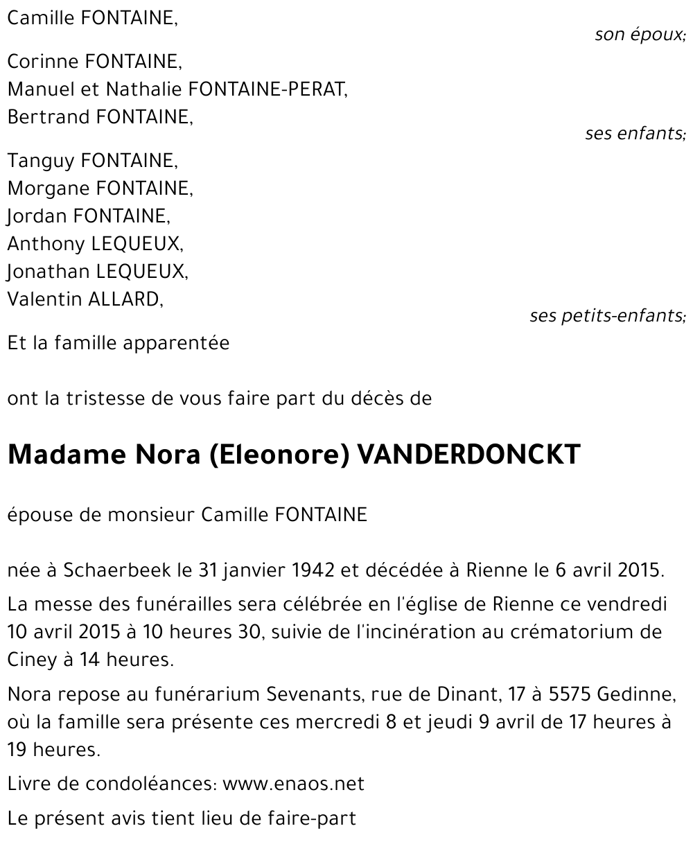 Nora  (Eleonore) VANDERDONCKT