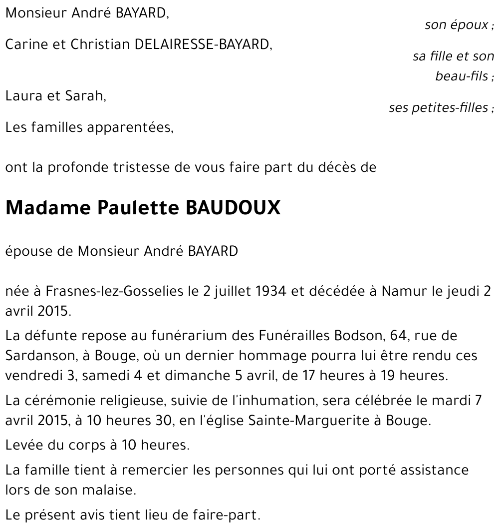 Paulette BAUDOUX