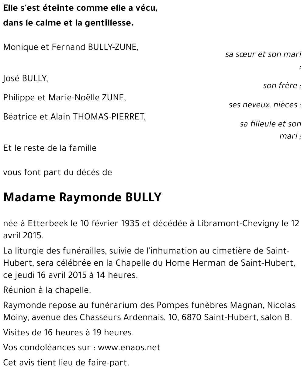 Raymonde BULLY