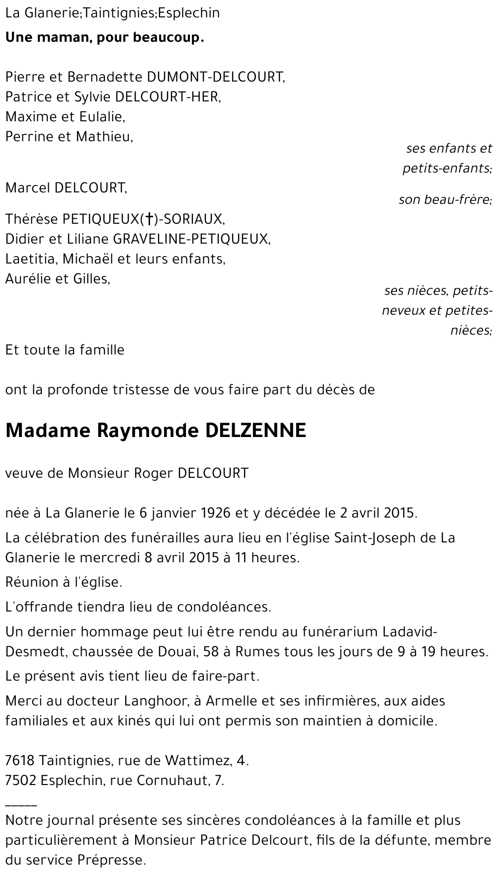 Raymonde DELZENNE