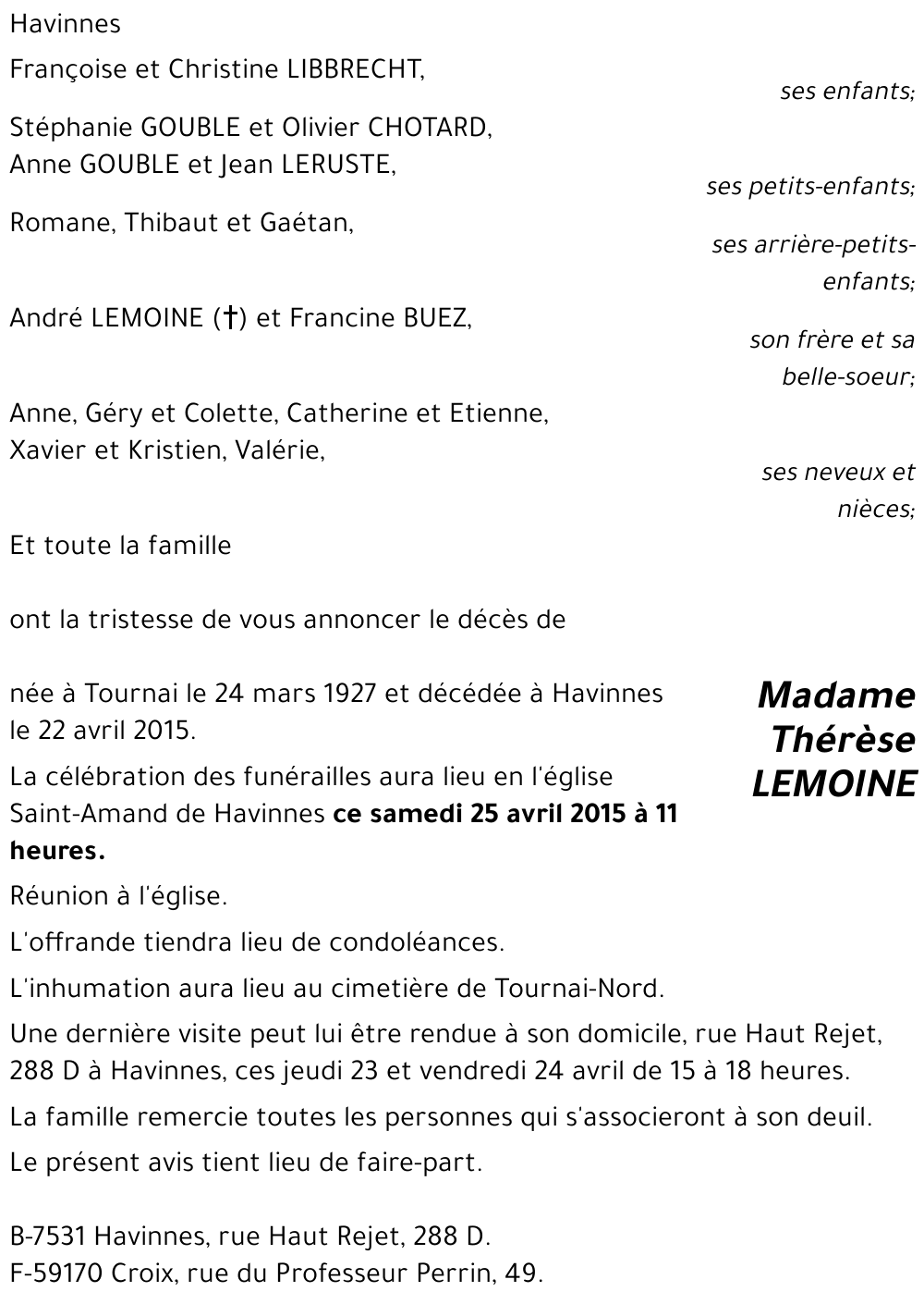 Thérèse LEMOINE