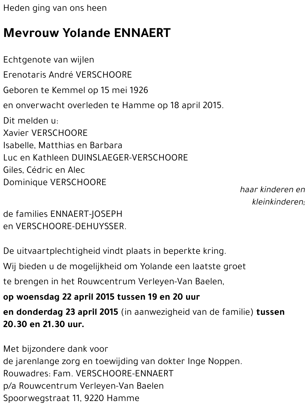 Yolande ENNAERT