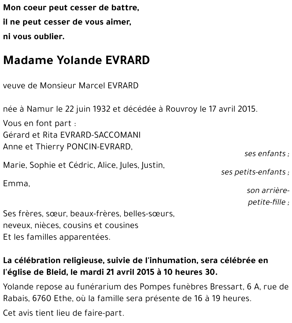 Yolande EVRARD 