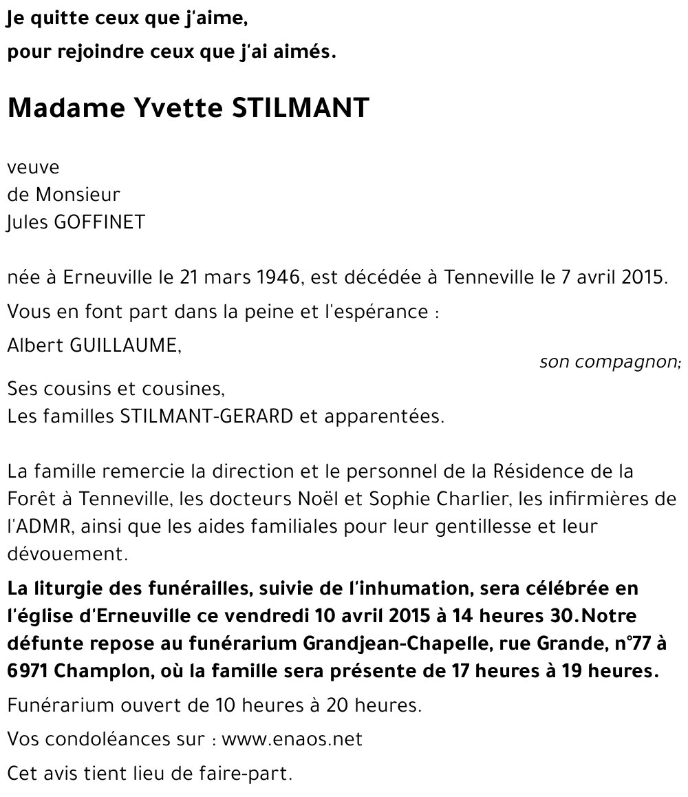 Yvette STILMANT